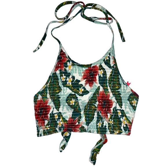 Wildflower x Element Eden Floral Tropical Crop Halter Top Size Medium - Picture 1 of 10